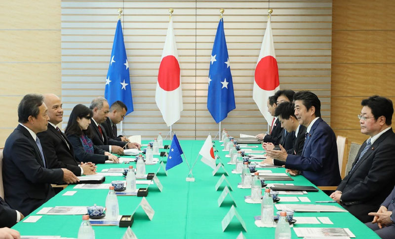 President Panuelo and Prime Minister Abe in their bilateral meeting